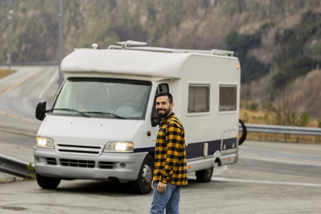 man taking rv on a road trip after using rv shared storage